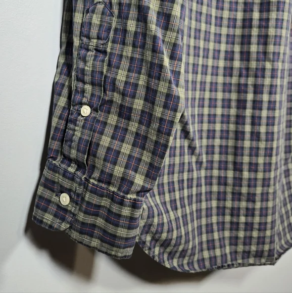 Ralph Lauren Men’s Green Navy Plaid Button Up Long Sleeve Shirt Size Large - Picture 7 of 11